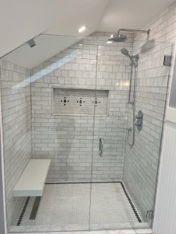 tiled shower wall bathroom renovation